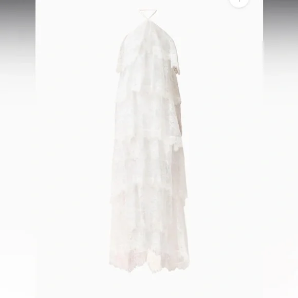elliatt evelin white lace halter bridal ruffle tiered maxi gown dress medium NEW - Picture 14 of 15
